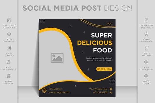 Food menu and restaurant flat design Facebook social media banner post template vector