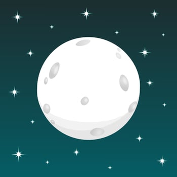Moon and stars. Creative vector illustration. Moonlight icon. Dark Background. Full moon.