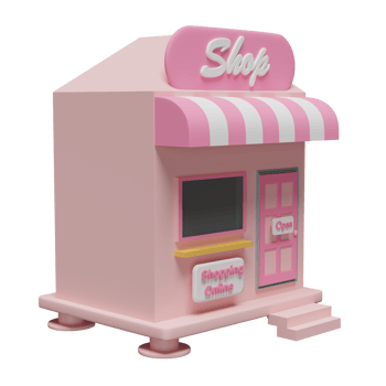pink shop or store front isolated. Startup franchise business, online shopping concept, 3d illustration or 3d render png