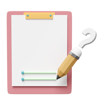 3d question mark pencil symbol icon with clipboard, checklist paper isolated. FAQ or frequently asked questions, write the problem on the board concept, 3d render illustration, png