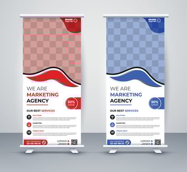 Creative modern corporate business company marketing rollup stand banner, and x banner design vector