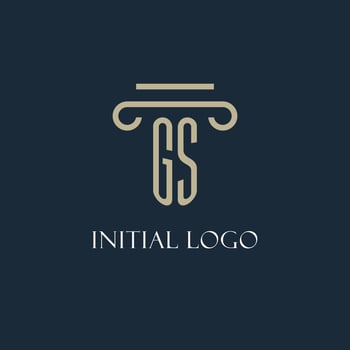 GS initial logo for lawyer, law firm, law office with pillar icon design vector