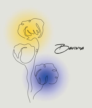 Bavovna - Cotton flowers with blue and yellow colors. Cotton - symbol of Ukraine. Vector illustration. Bavovna, means cotton and symbolizes Ukrainian ressistance in war with russia.