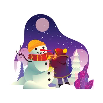 Children Making a Snowman vector