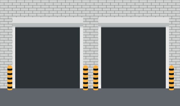 Vector Door with Rolling Shutters on white background. Vector illustration.