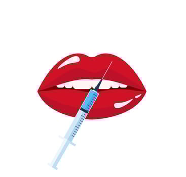 Modern vector illustration of lips injections. Lip augmentation. Hyaluronic Acid injections
