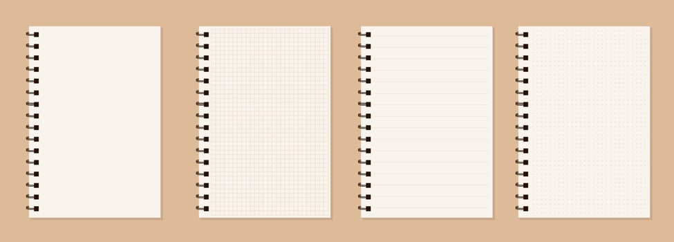 Set of blank realistic spiral notebooks mockup vector