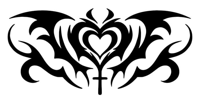 Celtic Heart pattern. Oriental tattoo for the lower back. Girl's transferable temporary tattoo vector