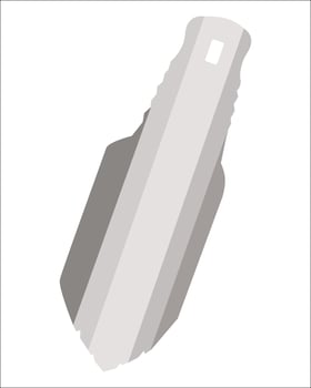 Vector Illustration of Titanium Shovel Garden Hand Shovel Outdoor Camping Hiking Backpacking Trowel isolated. Gardening hand tools