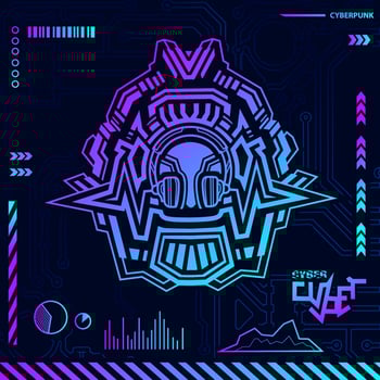 Cyberpunk design with dark background. Abstract technology vector illustration.