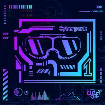 Cyberpunk design with dark background. Abstract technology vector illustration.