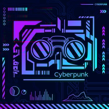 Cyberpunk design with dark background. Abstract technology vector illustration.