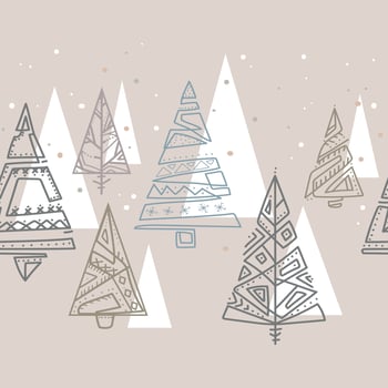 Christmas trees seamless border pattern in scandinavian style,Simple artistic line stroke vector illustration.Christmas design for greeting card.merry xmas tree banner, wallpaper or backdrop decor