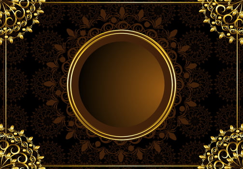 luxury golden frame floral ornament background vector