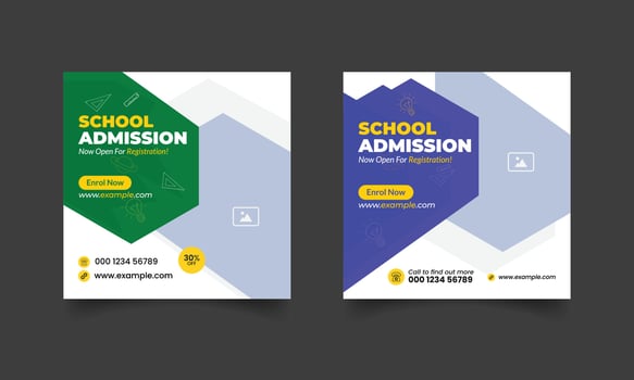 kids school education admission social media post  template vector