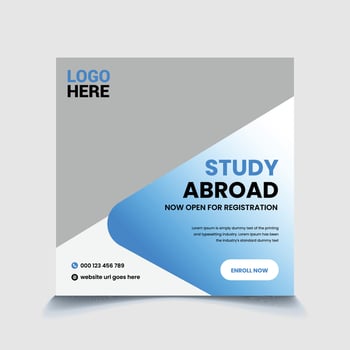 Study abroad social media banner template premium vector