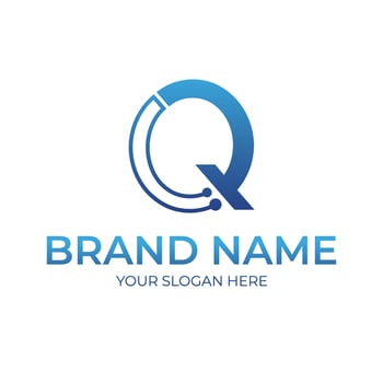 Q alphabet tech logo icon symbol design vector