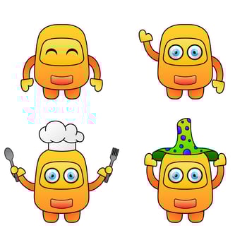 set vector mascot isolated on white background
