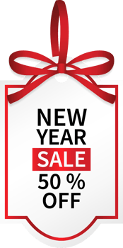 isolate new year sale promotion price tag with red ribbon png