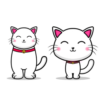 cute 2 cat caricature design mascot kawaii vector