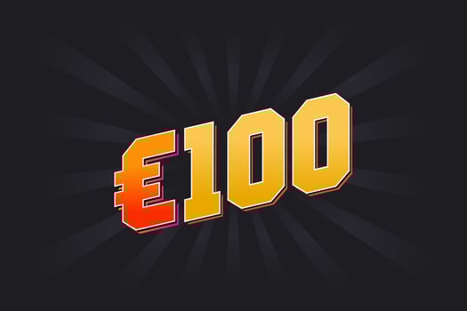 100 Euro Currency vector text symbol. 100 Euro European Union Money stock vector