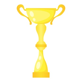 Vector golden trophy champion cup. Championship prize for first place. Victory symbol isolated on white background.