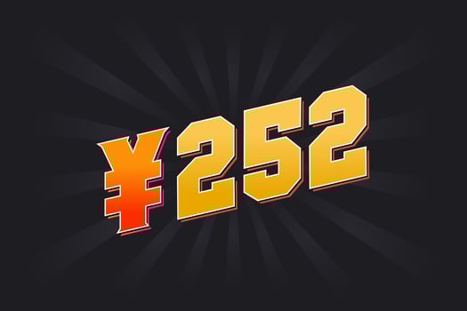 252 Yuan Chinese currency vector text symbol. 252 Yen Japanese currency Money stock vector