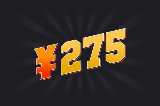 275 Yuan Chinese currency vector text symbol. 275 Yen Japanese currency Money stock vector