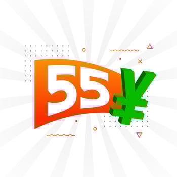 55 Yuan Chinese currency vector text symbol. 55 Yen Japanese currency Money stock vector