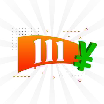 111 Yuan Chinese currency vector text symbol. 111 Yen Japanese currency Money stock vector