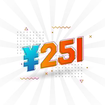 251 Yuan Chinese currency vector text symbol. 251 Yen Japanese currency Money stock vector
