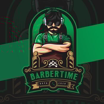 barber man character mascot logo design with classic style badge for hair cut business logo vector