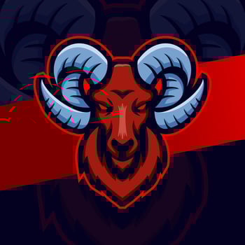 goat ram head mascot esport logo design character for sport game and farm logo vector