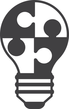light bulb with jigsaw illustration in minimal style png