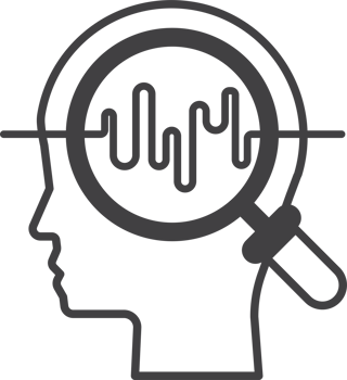 human head and magnifying glass illustration in minimal style png