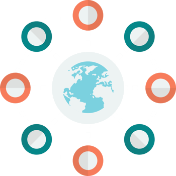 globe and connection illustration in minimal style png