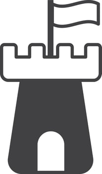castle building illustration in minimal style vector