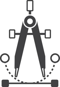 Compass divider illustration in minimal style vector