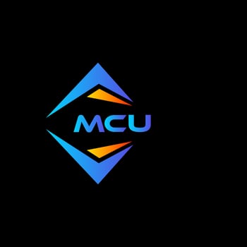 MCU abstract technology logo design on Black background. MCU creative initials letter logo concept. vector