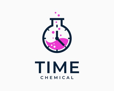 Beaker Science Lab Glass Chemistry Chemical Scientific Clock Time Stopwatch Smart Vector Logo Design