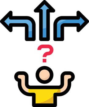 decision choice quesion chosen risk chance - filled outline icon vector