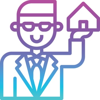agent sell salesman real estate house - gradient icon vector