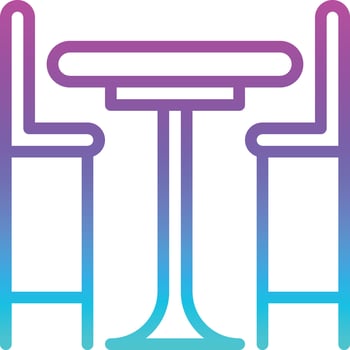 coffee table chair meeting table furniture - gradient icon vector