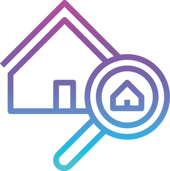 magnifier search find house real estate - gradient icon vector