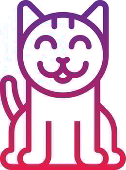 pet cat canine smile - gradient icon vector