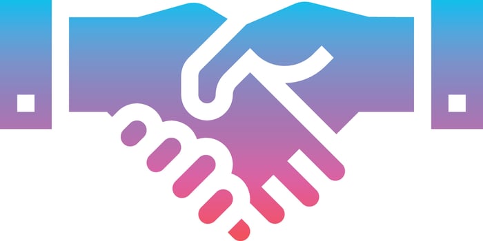 handshake business relationship communication - gradient solid icon vector