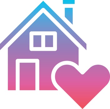 love home house family happy - gradient solid icon vector