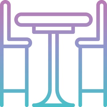 coffee table chair meeting table furniture - gradient icon vector