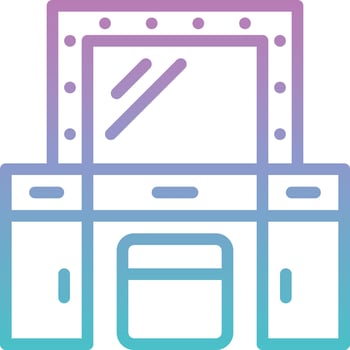 dressing table dressing dressing room mirror furniture - gradient icon vector