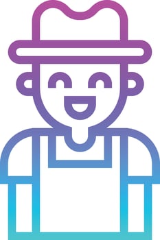farmer avatar poeple job - gradient icon vector